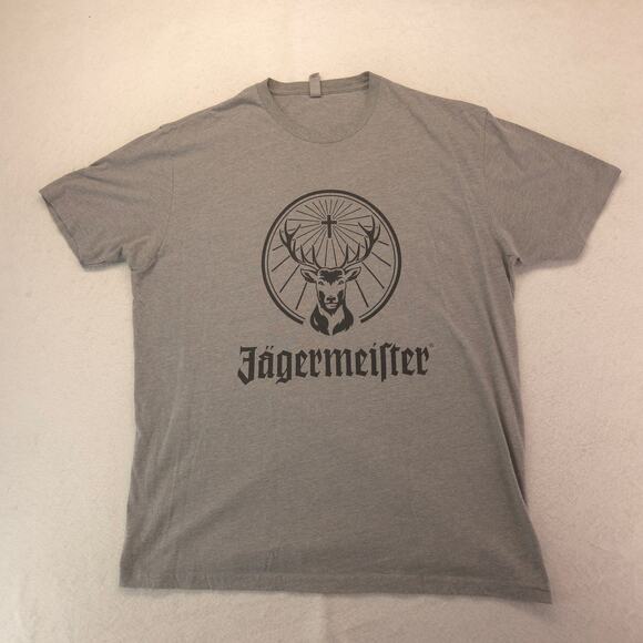 Jagermeister Crew Neck Shorts Sleeve Shirt Adult Mens Size Extra Large XL Gray - Picture 2 of 9